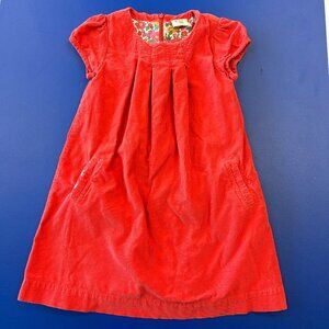 Mini Boden Girls 7/8 Orange Corduroy Dress w/Floral Lining
